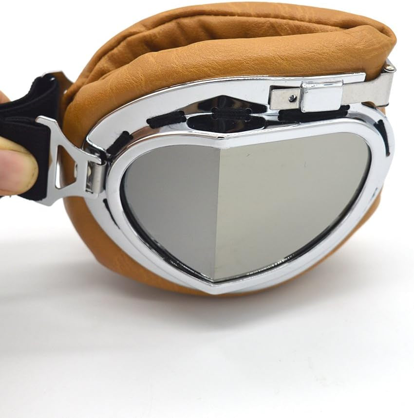 Retro Motorcycle Goggles for Adult anti Fog&Wind&Dust&Sand Aviator Pilot Motocross Dirt Bike Atv Riding Goggles with Yellow Frame,Fit over Glasses or Helmet