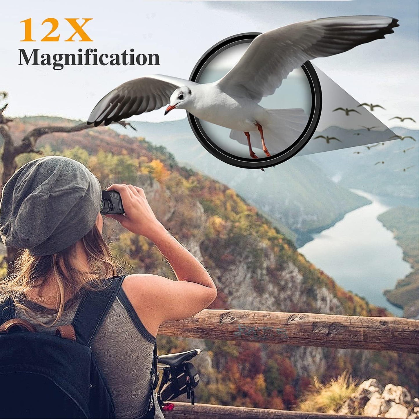 12 X 25 Binoculars for Adults and Kids, Compact Professional Binoculars for Bird Watching Hunting Concerts Sports Hiking, Waterproof Lightweight Small Binoculars with Clear Low Light Vision