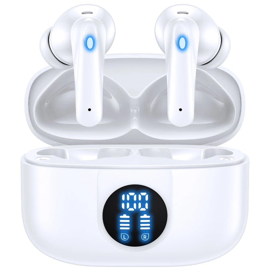 Wireless Earbuds, Bluetooth Headphones V5.4 Stereo Ear Buds with Noise Cancelling Mics, 60H Playback Mini Case with Dual LED Display, IP7 Waterproof In-Ear Earphones for Android Ios