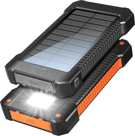 2-Pack Solar Charger Power Bank 26800Mah Dual USB Portable Charger Fast Charging External Battery Pack Phone Charger with LED Flashlights, Solar Battery Charger for Outdoor Camping