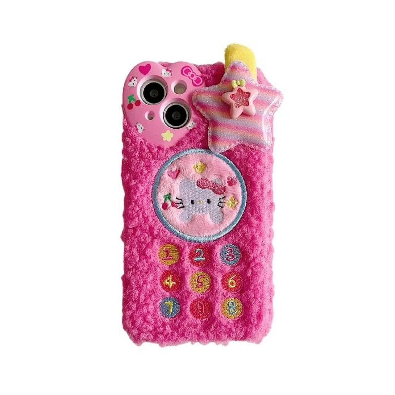 Kawaii Sanrio Hello Kitty Y2K Phone Case with Chain for Iphone 15 14 13 12 11 Pro Max Anime Cartoon Soft Plush Pink Back Cover