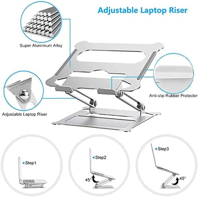 Ergonomic Detachable Laptop Stand, Aluminum Laptop Riser for Desk,Portable , Compatible with 10 to 15.6 Inches Notebook Computer