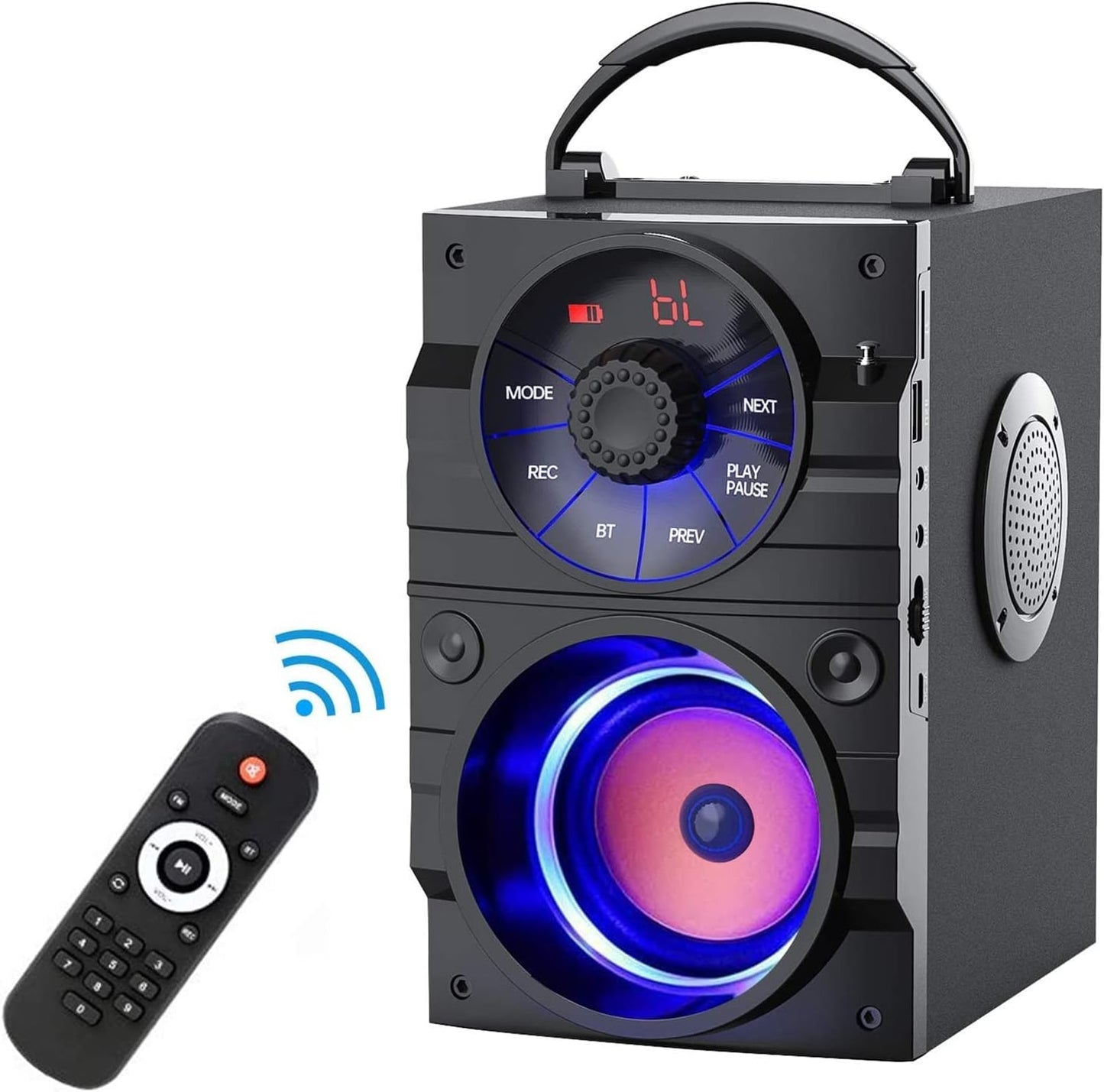 Portable Bluetooth Speaker with Subwoofer Wireless Speakers Outdoor/Indoor Big Support Remote Control FM Radio TF Card LED Lights MP3 Player Party for Home Camping Iphone Computer PC